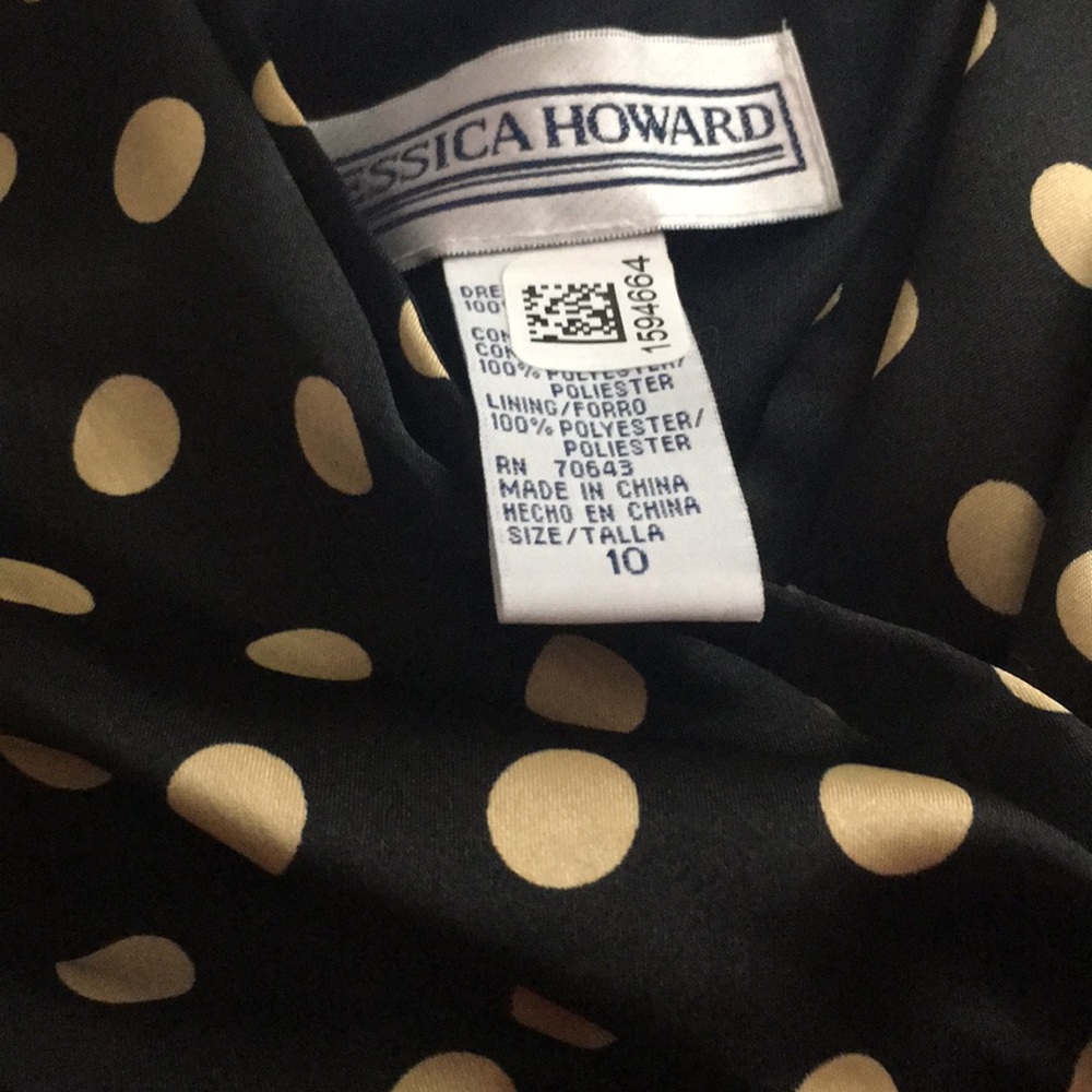 Jessica Howard Black Gold Polka Dot Dress - Picture 8 of 8